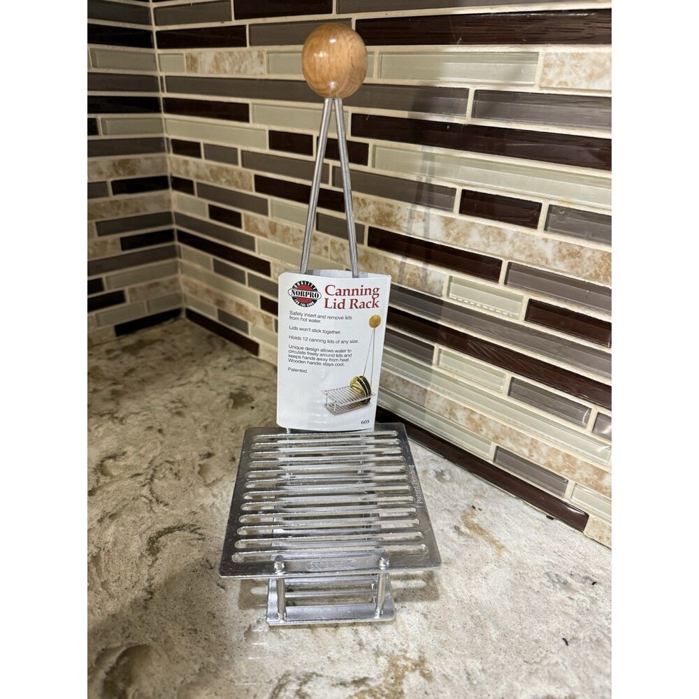 Norpro NORPRO 605 Canning Lid Rack Holds 12 Lids Aluminum/Wood Silver